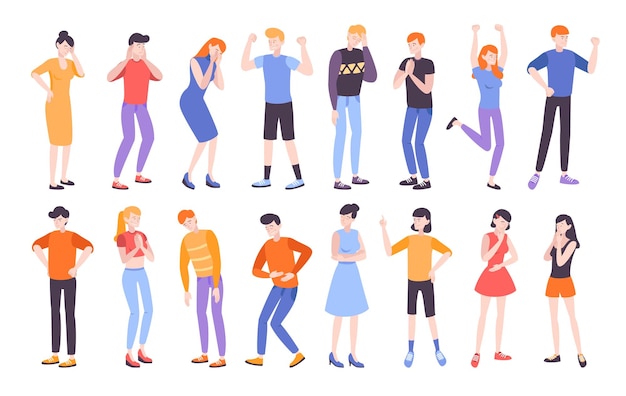 Pessoas expressando diferentes emoções ilustração vetorial de composição plana