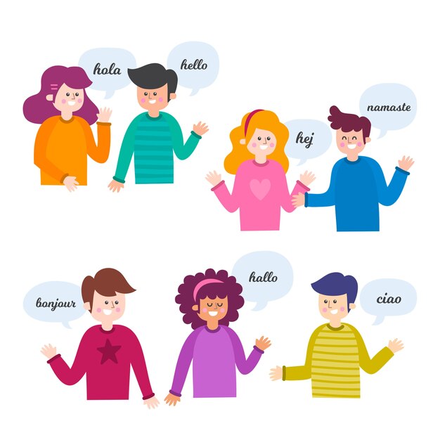 Pessoas falando em diferentes idiomas
