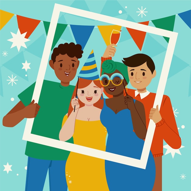 Vetor grátis pessoas ilustradas comemorando em uma festa de aniversário