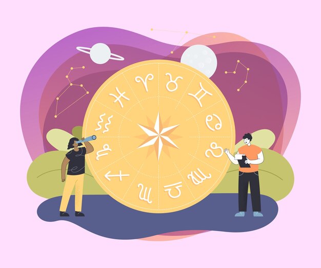 Pessoas minúsculas conjunto de signos do zodíaco e constelações de estrelas