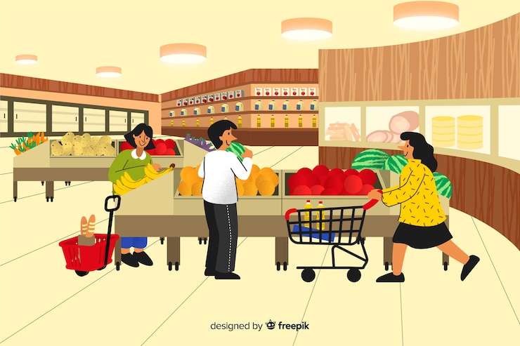 Vetor grátis pessoas no supermercado