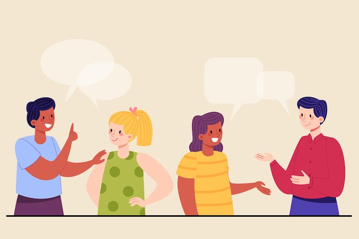 Vetor grátis pessoas planas desenhadas à mão conversando