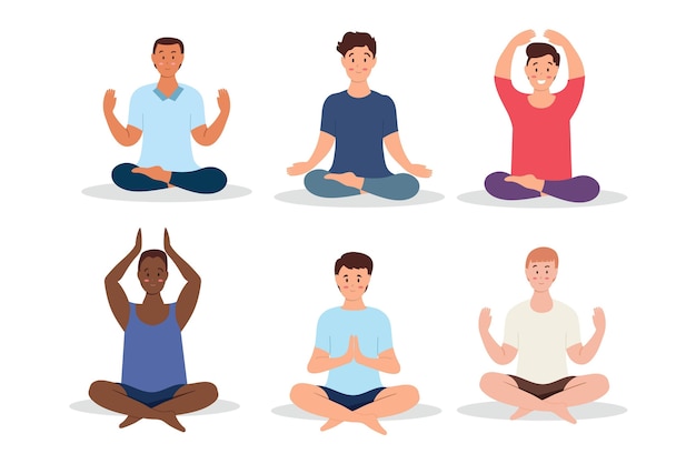 Vetor grátis pessoas planas meditando ilustração