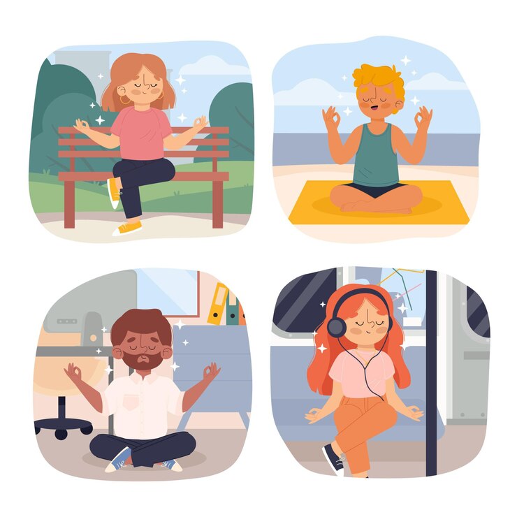 Vetor grátis pessoas planas orgânicas meditando coleção