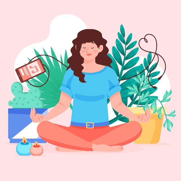 Pessoas planas orgânicas meditando ilustração