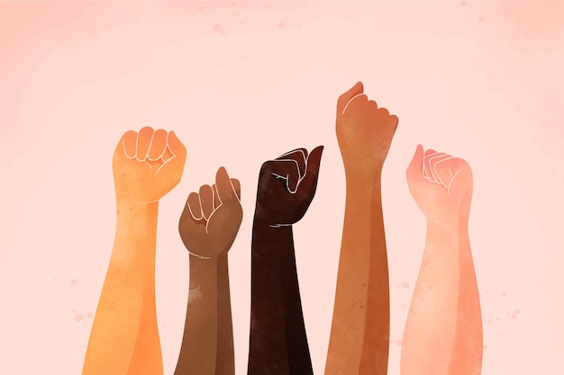 Pessoas que se juntam ao movimento de parar o racismo