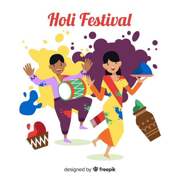Pessoas se divertindo fundo festival de holi