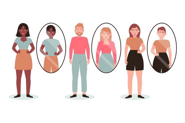Pessoas transexuais planas ilustradas