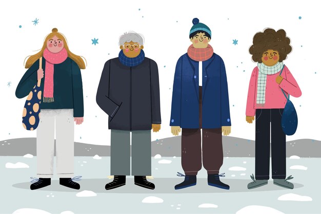 Pessoas vestindo roupas de inverno aconchegantes