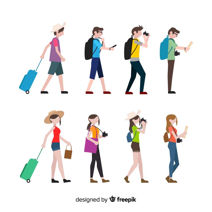 Vetor grátis pessoas viajando coleção