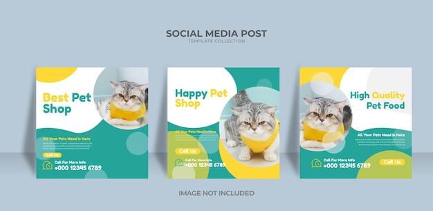 Pet care promoção banner venda mídia social instagram post banner template premium vector