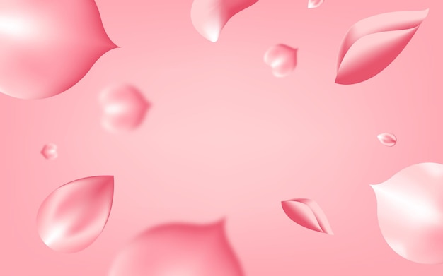 Pétalas de rosa caindo sobre fundo rosa