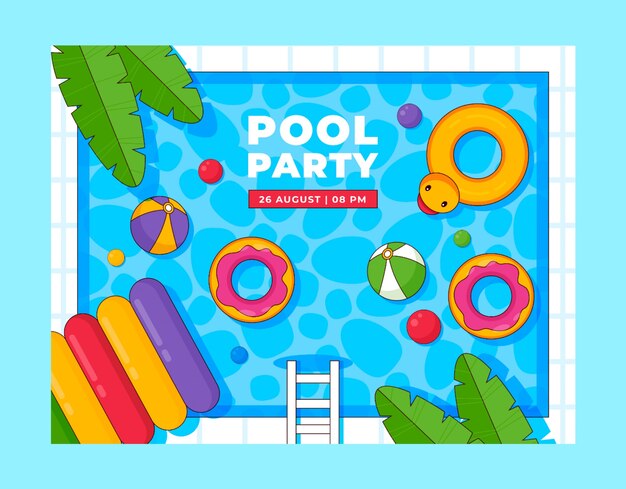 Photocall de festa na piscina desenhado à mão