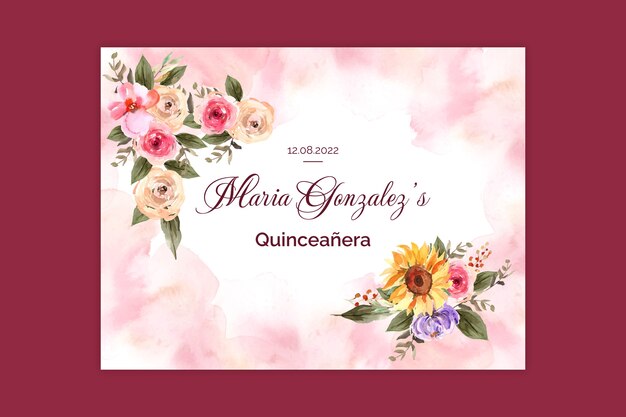 Photocall quinceanera em aquarela