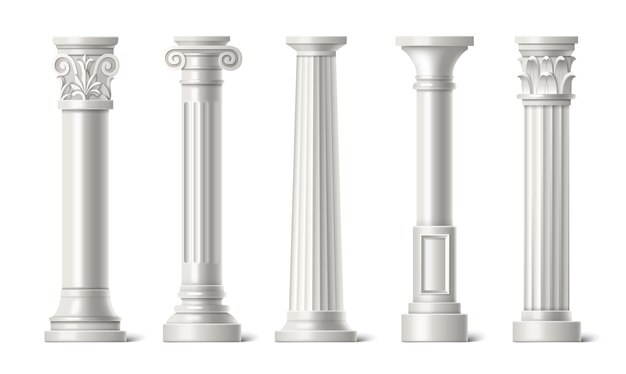Pilares de mármore antigos isolados em branco