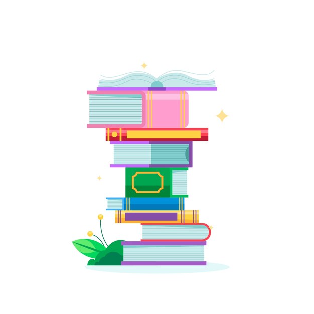 Pilha de design plano de ilustração de livros