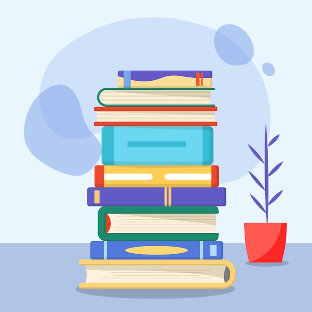 Pilha de design plano de ilustração de livros