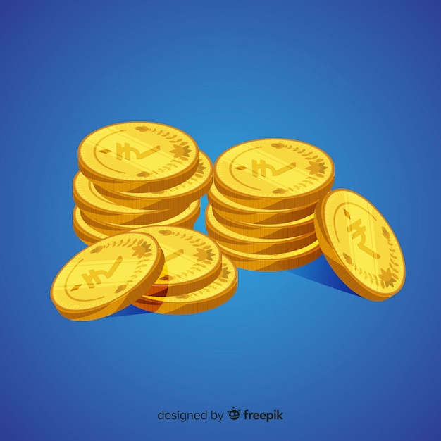 Pilha de moedas de ouro de rupia indiana