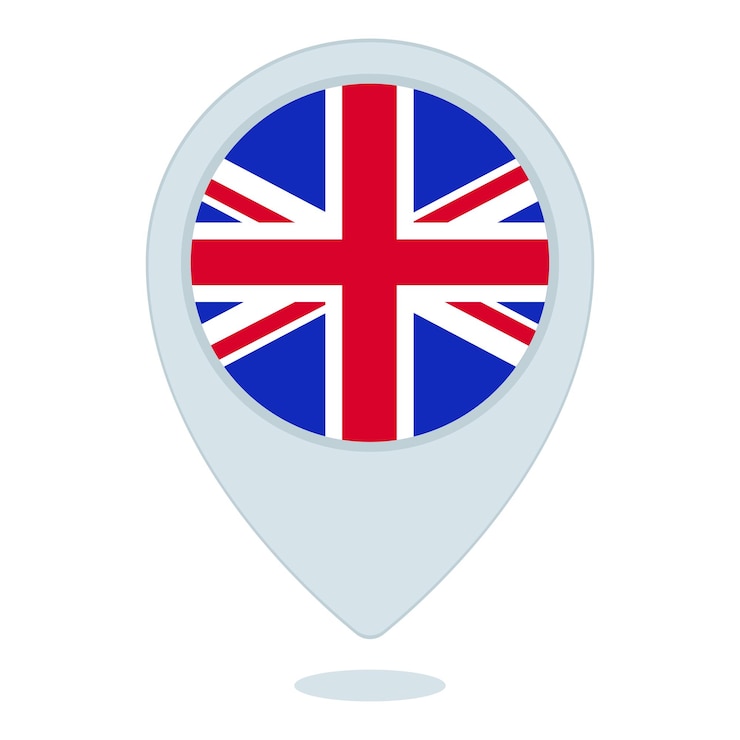 Vetor grátis pin de localização da bandeira britânica