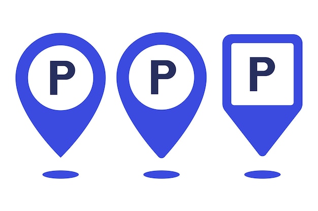 Vetor grátis pin de localização de estacionamento múltiplos estilos