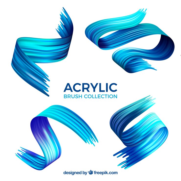 Vetor grátis pincel acrílico azul