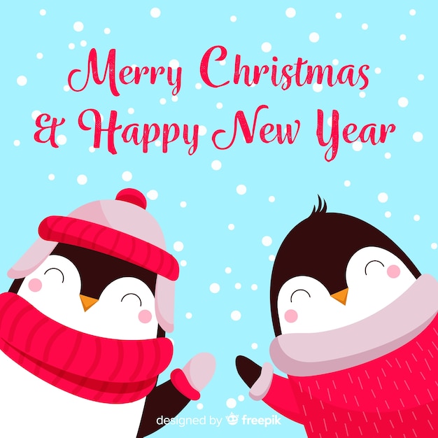 Vetor grátis pinguins de natal