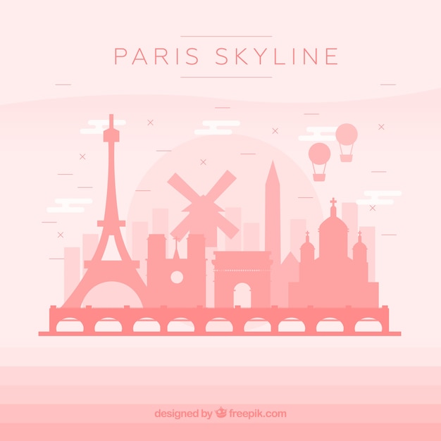 Pink skyline of paris