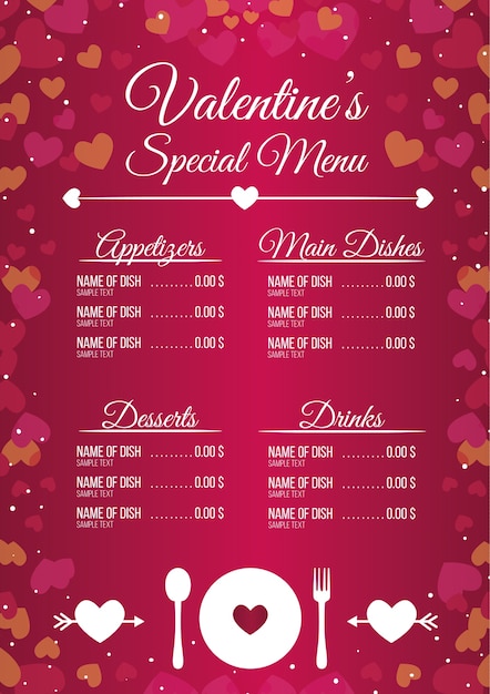 Pink valentine menu especial