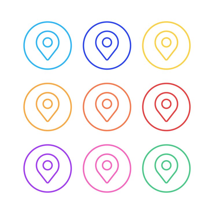 Vetor grátis pins de localização círculos configurar estilo de linha