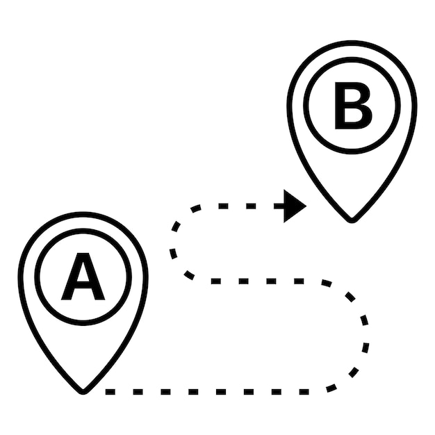 Vetor grátis pins de localização de a a b