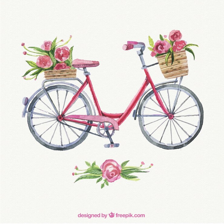 Vetor grátis pintados à mão bonita da bicicleta
