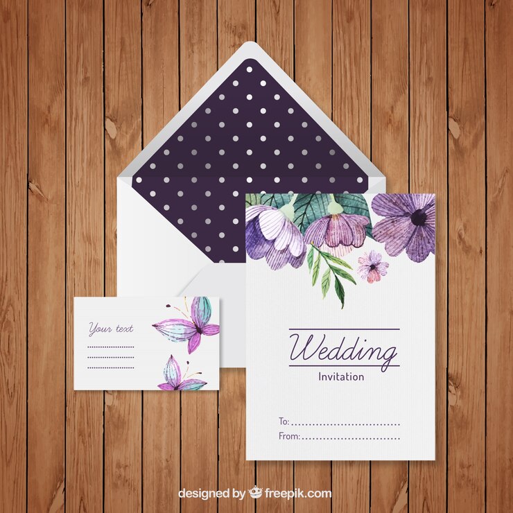 Vetor grátis pintados à mão convite floral do casamento