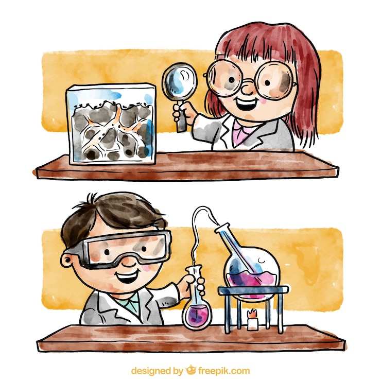 Vetor grátis pintados à mão químicos no laboratório