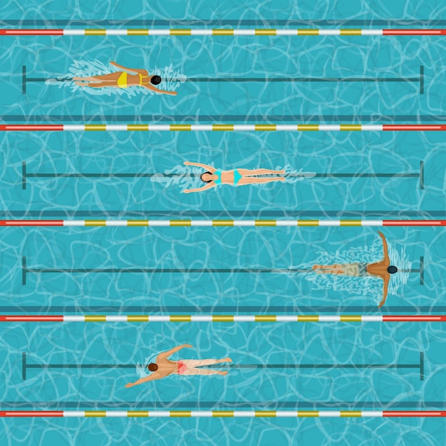 Vetor grátis piscina com pessoas. ilustração de atividades esportivas aquáticas