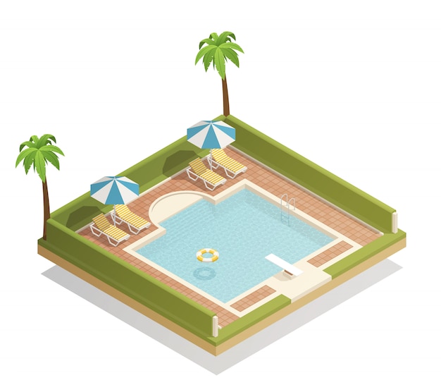Piscina exterior isométrica