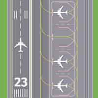 Vetor grátis pistas de pouso do aeroporto. transporte de avião, pista para aviação, ilustração vetorial