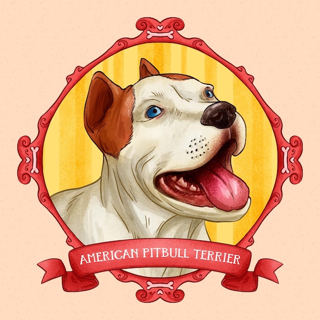 Vetor grátis pitbull desenhado à mão ilustrado