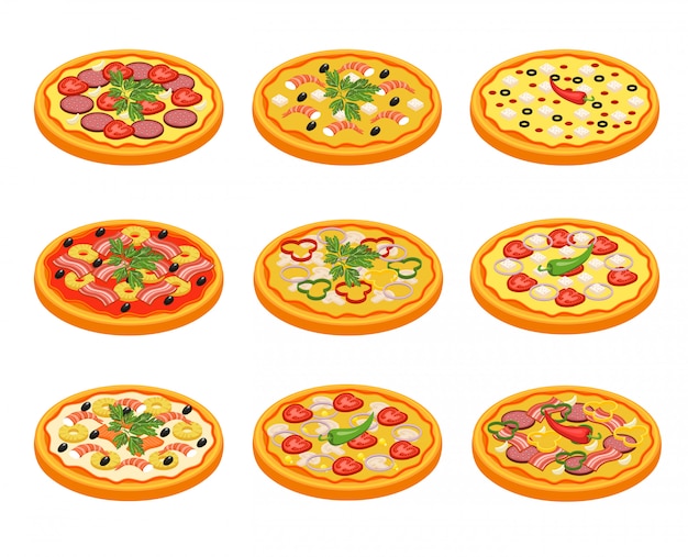 Vetor grátis pizza icons set