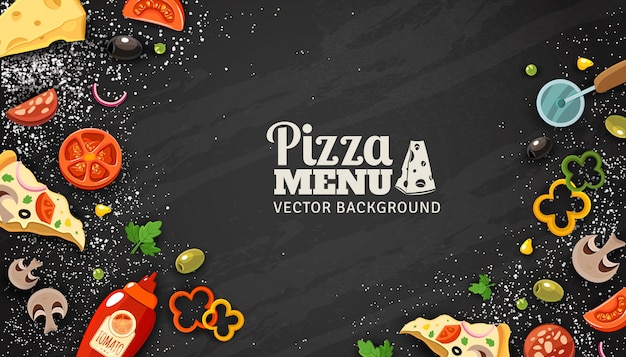 Vetor grátis pizza menu fundo de quadro de giz