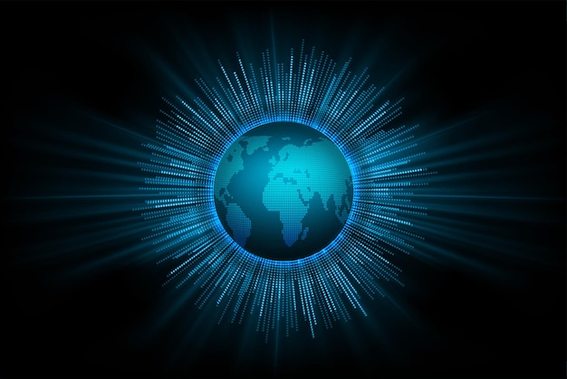 Placa de circuito binário mundial tecnologia futura blue hud cyber security concept background