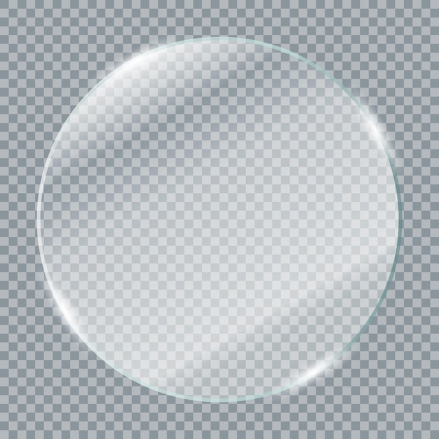 Placas de vidro transparentes Janela de vidro transparente realista em moldura redonda Ilustração vetorial