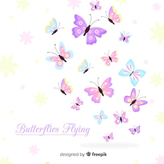 Planas borboletas voando fundo