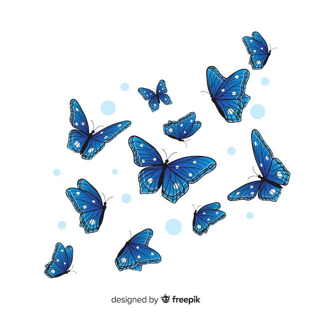 Vetor grátis planas borboletas voando fundo