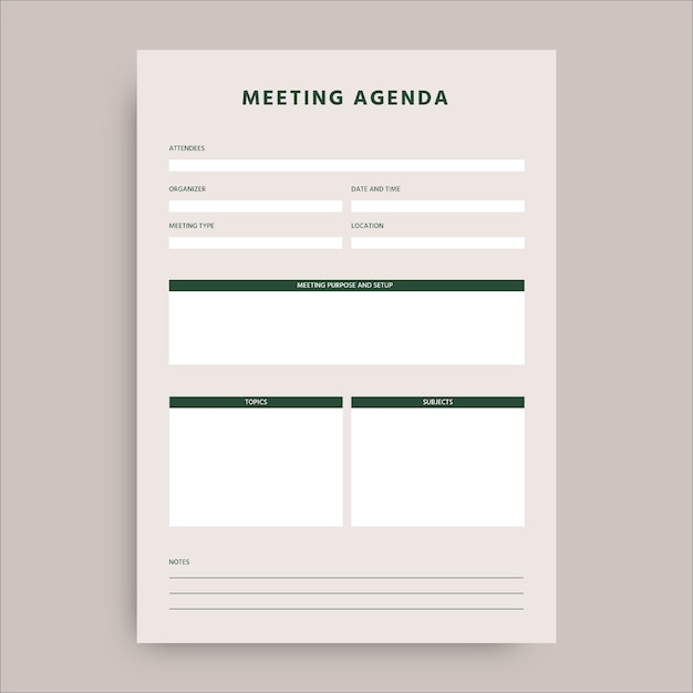 Planejador de agenda de reunião minimalista