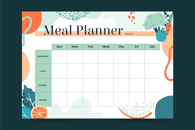 Vetor grátis planejador de refeições de design plano desenhado à mão