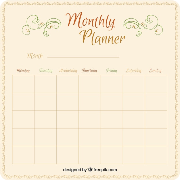 Planejador mensal bonito
