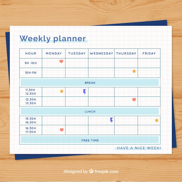 Planejador semanal organizado
