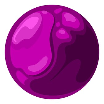 Planeta fantástico. elemento de jogo do espaço dos desenhos animados. esfera roxa brilhante