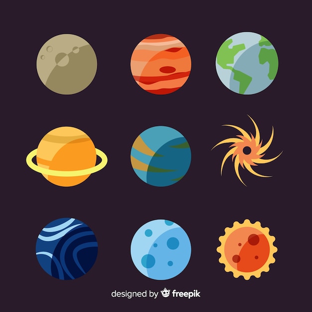 Planetas diferentes do pacote do sistema solar