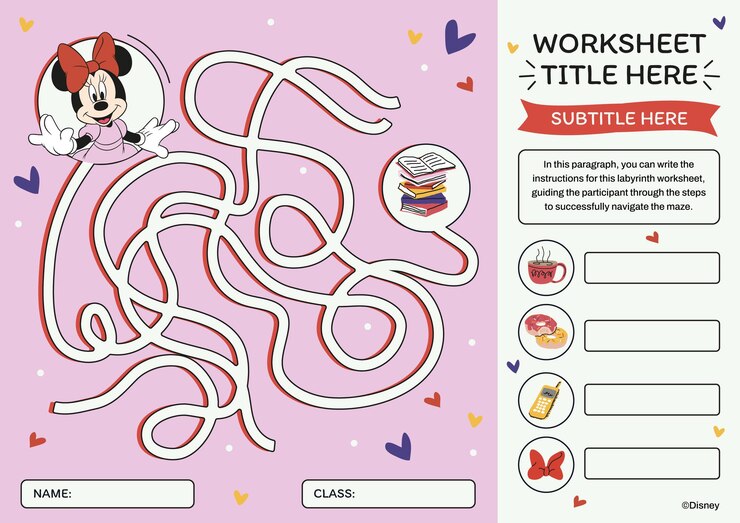 Vetor grátis planilha de labirinto da minnie mouse